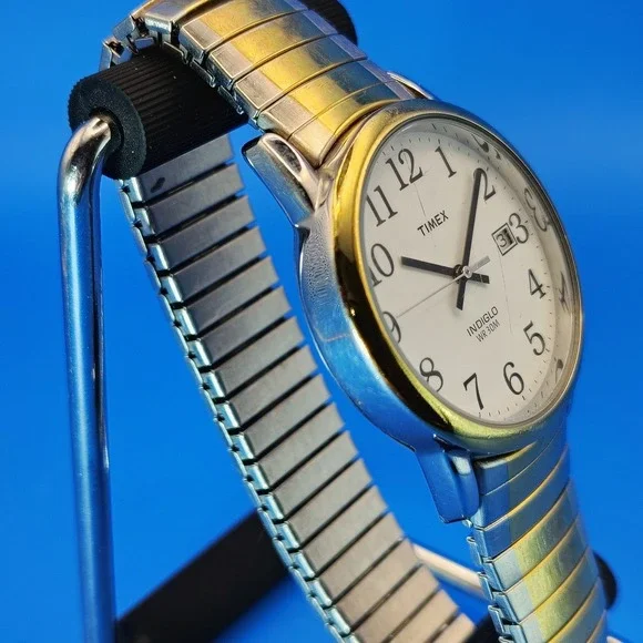 Vintage 2004 Timex Indiglo Easy Reader Date 35mm Two Tone Mens Quartz Watch